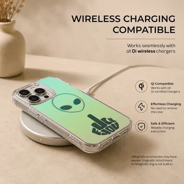 Alien with bold typography on a phone case — Charging