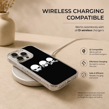 Cartoon aliens covering eyes, ears, mouth on phone case — Charging