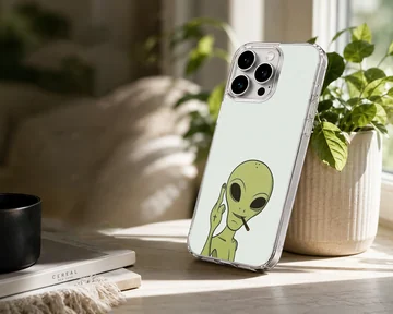 Fun and edgy alien cartoon design on a phone case — Lifestyle