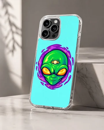 Vibrant alien cartoon design on phone case — Hero