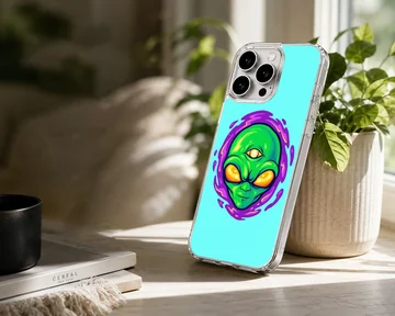 Vibrant alien cartoon design on phone case — Lifestyle