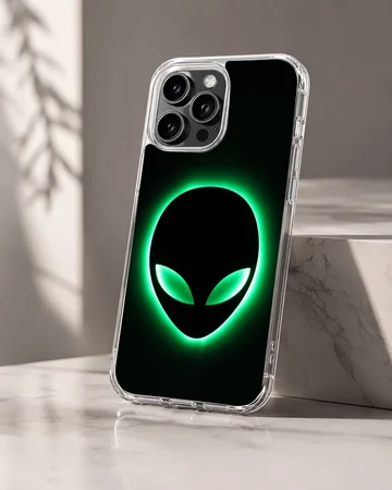 Alien glowing silhouette design on phone case — Hero