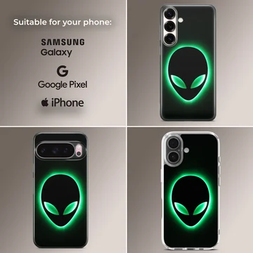 Alien glowing silhouette design on phone case — Collage