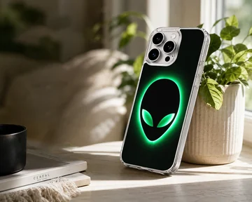Alien glowing silhouette design on phone case — Lifestyle