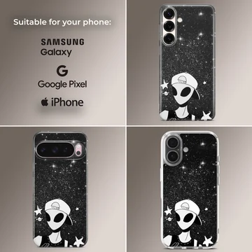 Aliens cartoon phone case with cosmic design — Collage