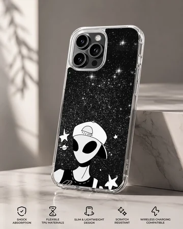 Aliens cartoon phone case with cosmic design — Specs