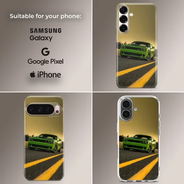 Dynamic American car design on phone case — Collage