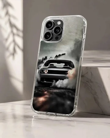 Dynamic American car in motion phone case