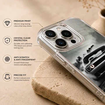 Dynamic American car in motion phone case — Info