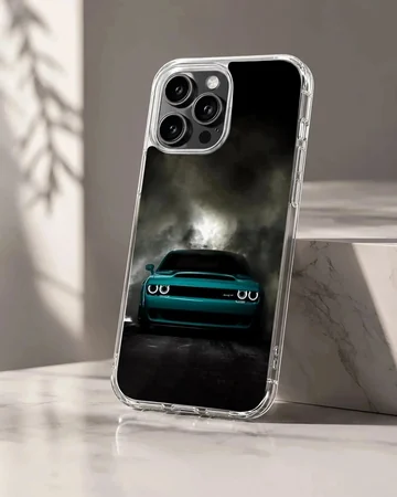 American car design with sleek green vehicle on phone case