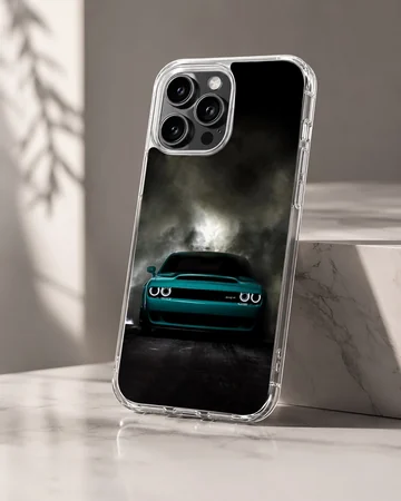 American car design with sleek green vehicle on phone case — Hero