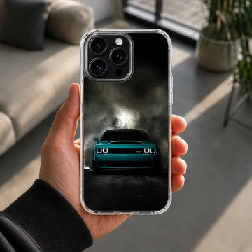 American car design with sleek green vehicle on phone case — Lifestyle