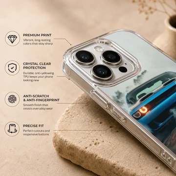 Phone case featuring an American car with dynamic smoke effect. — Info