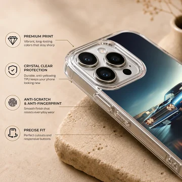 Photograph of a classic American muscle car on a phone case — Info