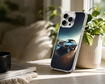 Photograph of a classic American muscle car on a phone case — Lifestyle