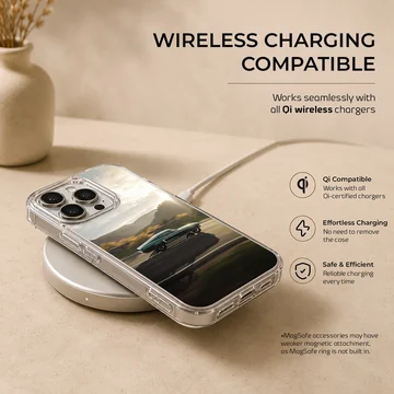 American muscle car speeding on a highway printed on a phone case — Charging