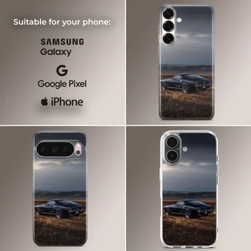 American muscle car driving into the horizon phone case — Collage