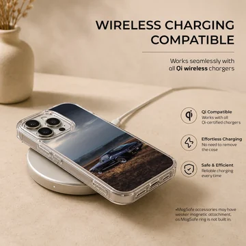 American muscle car driving into the horizon phone case — Charging