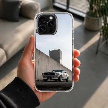 American muscle car parked against a concrete wall, phone case — Lifestyle
