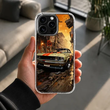 Dynamic American muscle car design on a phone case — Lifestyle