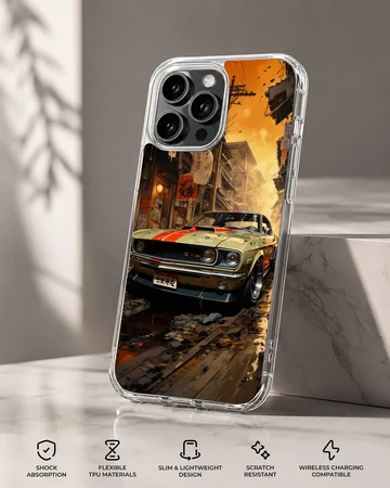 Dynamic American muscle car design on a phone case — Specs