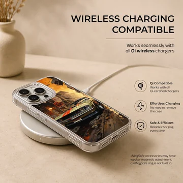 Dynamic American muscle car design on a phone case — Charging