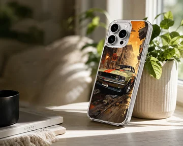 Dynamic American muscle car design on a phone case — Lifestyle