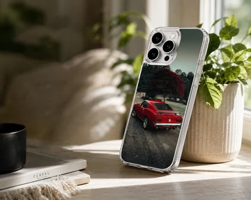 Phone case featuring classic red American muscle car design — Lifestyle