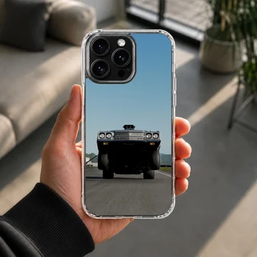 American muscle car racing down a highway on phone case — Lifestyle