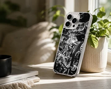 Detailed engine design of an American muscle car on phone case — Lifestyle