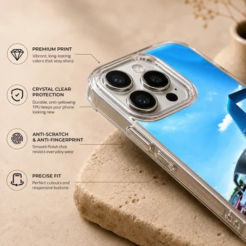 American muscle car racing with a blue sky background phone case — Info
