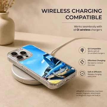 American muscle car racing with a blue sky background phone case — Charging