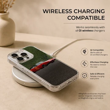 Red classic American muscle car on phone case — Charging