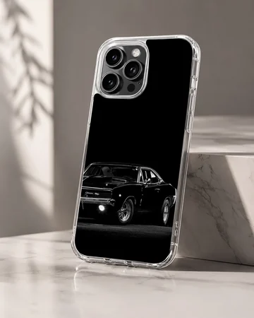 American Muscle Car design on phone case, showcasing vintage vehicle. — Hero