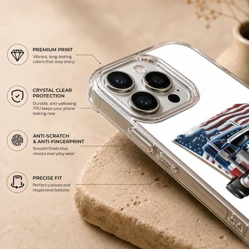 American Truck with patriotic design on phone case — Info