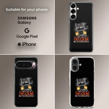 Dynamic American truck design on a black phone case — Collage