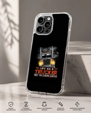 Dynamic American truck design on a black phone case — Specs