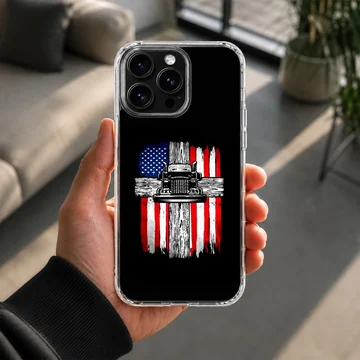American truck design with flag on phone case — Lifestyle