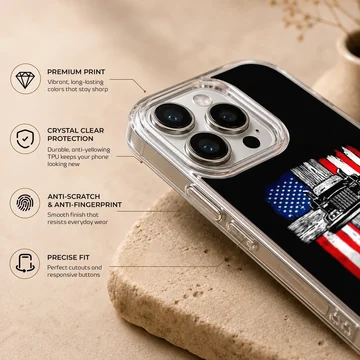 American truck design with flag on phone case — Info