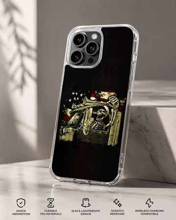 American truck design on a phone case, featuring bold colors and edgy style. — Specs