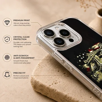 American truck design on a phone case, featuring bold colors and edgy style. — Info