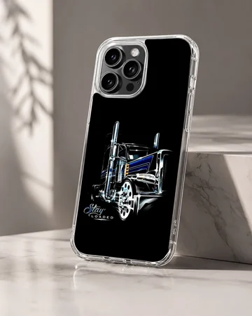 American truck illustration on black background phone case — Hero