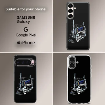 American truck illustration on black background phone case — Collage