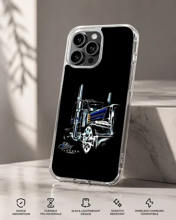 American truck illustration on black background phone case — Specs