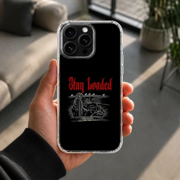 American Truck design with 'Stay Loaded' text on phone case — Lifestyle