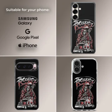 Edgy American Truck with The Reaper illustration phone case — Collage