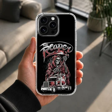 Edgy American Truck with The Reaper illustration phone case — Lifestyle
