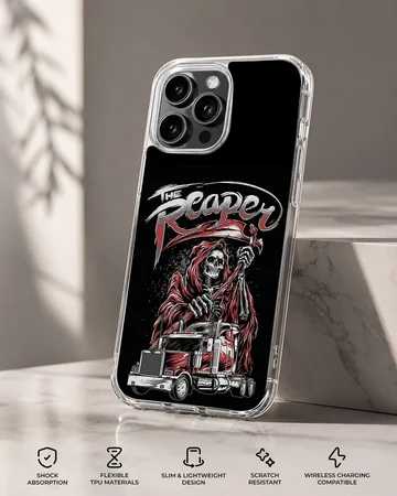 Edgy American Truck with The Reaper illustration phone case — Specs