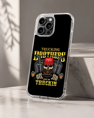 Bold American truck artwork with trucking slogan on phone case — Hero
