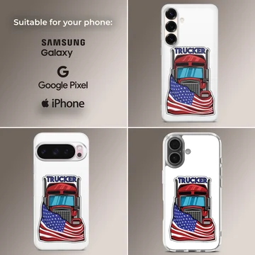 American truck with flag design on phone case — Collage